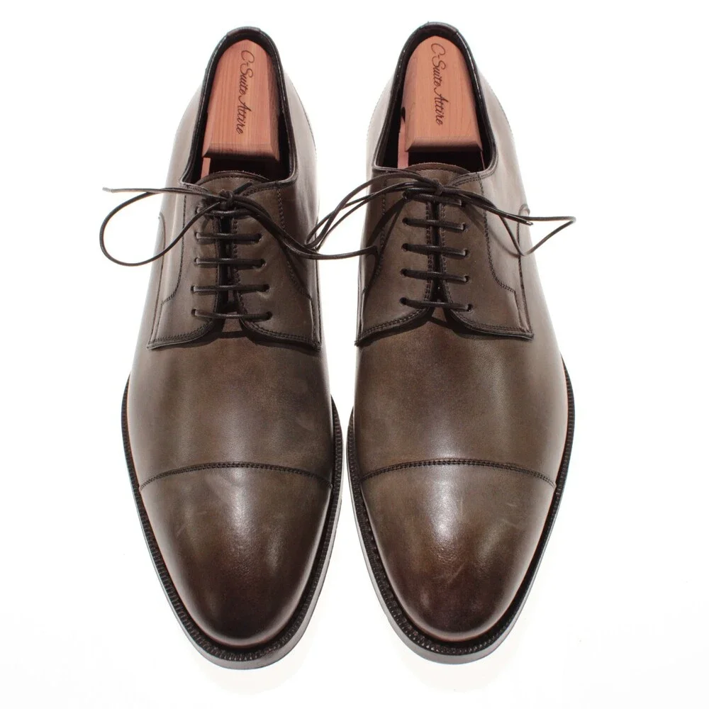 Di Bianco NWD Lace Up Derby Dress Shoes Size 8 US in Brown Leather Made in Italy